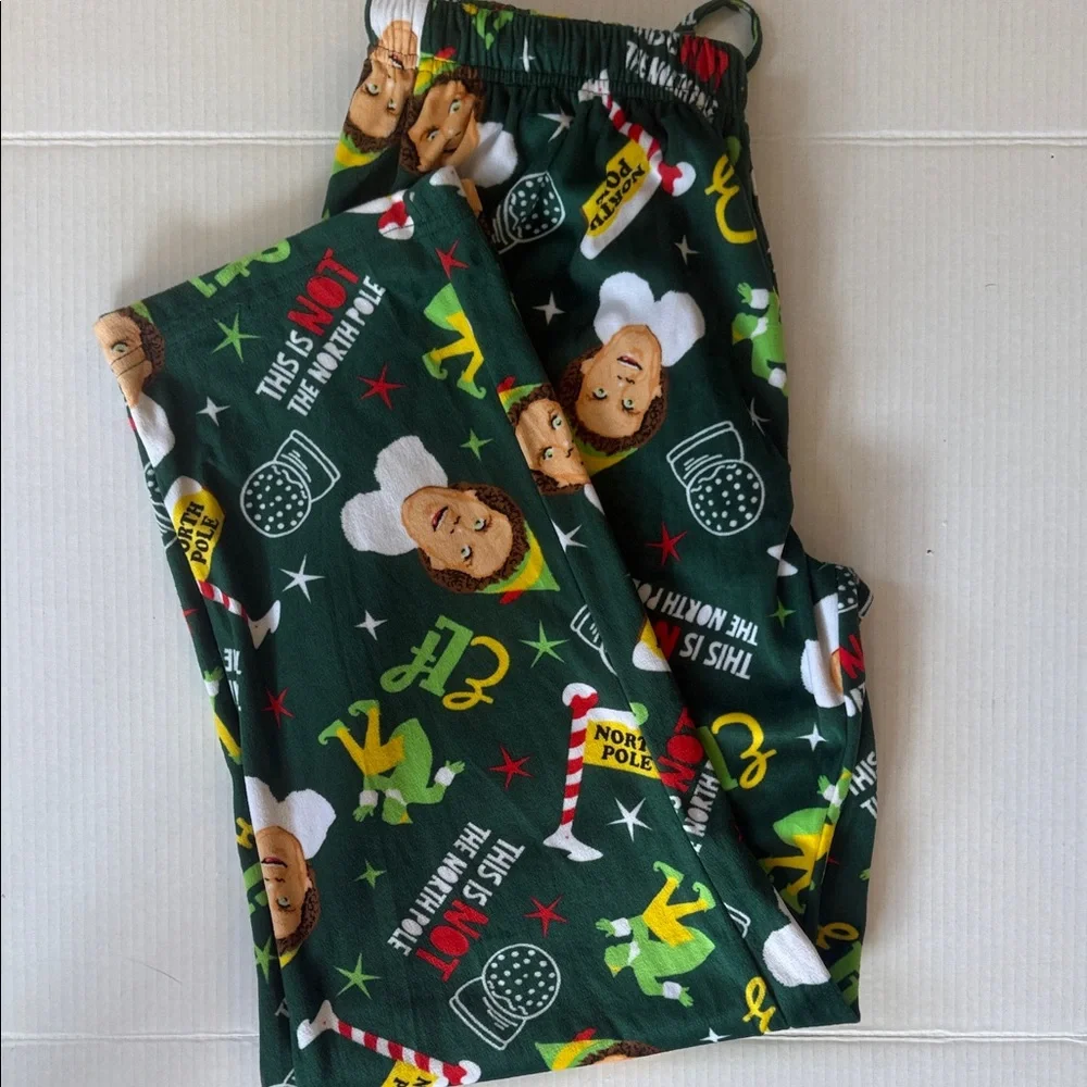ELF Women's Festive Green Pajama Bottoms 8/10 29” inseam